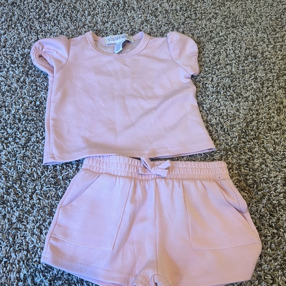 Bamboo Pink Girls' Short Sleeve Top & Shorts Matching Set!